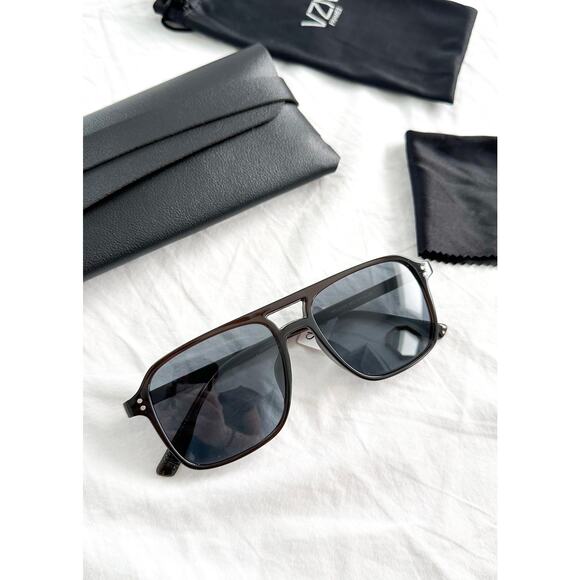 NEW VZN Frames St Barts | Hogany Square Aviator Sunglasses - Picture 1 of 9